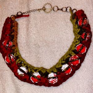 Vintage beautiful crochet necklace with crystal stones.